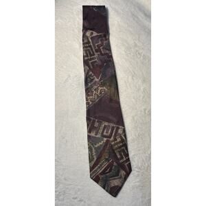 Vintage 100% Silk Tie By All Silk Abstract Geometric Extra Long